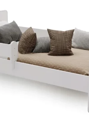 Łóżko dziecięce MAX dla chłopca i dziewczynki białe 160x80 barierka materac