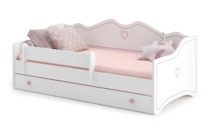 ﻿Łóżko dziecięce młodzieżowe EmmaKOBI 180x80 białe z szufladą + materac
