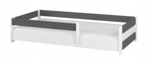 ﻿Łóżko dziecięce SIMPLE BABY BOO 160x80 + materac BIAŁY GŁADKI + ANTRACYT