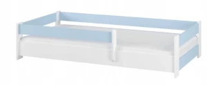 ﻿Łóżko dziecięce SIMPLE BABY BOO 160x80 + materac BIAŁY GŁADKI + NIEBIESKI