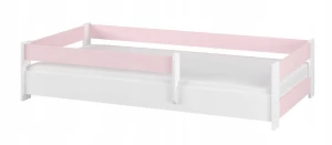﻿Łóżko dziecięce SIMPLE BABY BOO 160x80 + materac BIAŁY GŁADKI + RÓŻOWY