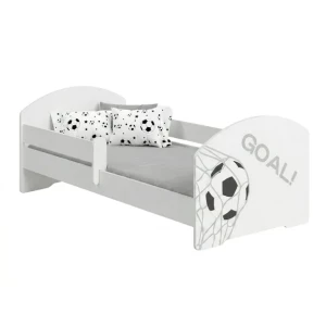 Łóżko dziecięce tapczan 160x80 jednoosobowe barierka materac białe LUK GOAL