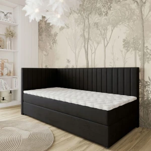 Łóżko Młodzieżowe ARIS 100x200cm z Pojemnikiem Materac Tapczan Czarne