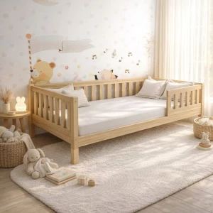 ŁÓŻKO MONTESSORI DZIECIĘCE LULU PLUS 120X200 SOSNA + STELAŻ GRATIS SOLIDNE