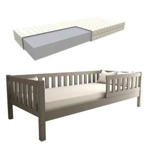 ŁÓŻKO MONTESSORI DZIECIĘCE LULU PLUS 120X200 SZARE + MATERAC STELAŻ GRATIS