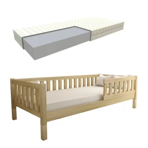 ŁÓŻKO MONTESSORI DZIECIĘCE LULU PLUS 90X200 SOSNA + MATERAC STELAŻ GRATIS