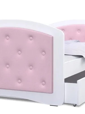 Łóżko tapicerowane 160x80 szuflada + materac MEGI