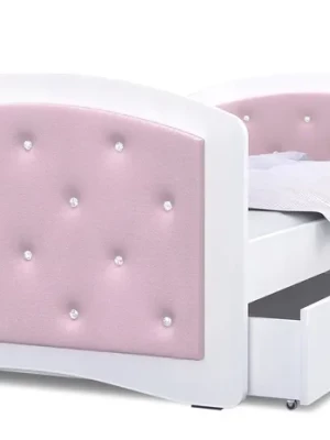 Łóżko tapicerowane 160x80 szuflada + materac MEGI