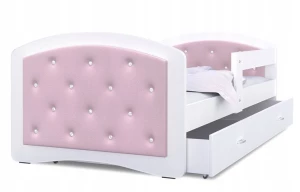 ﻿Łóżko tapicerowane 200x90 szuflada + materac MEGI
