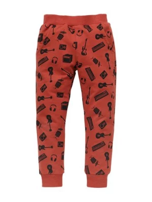 Luźne spodnie chłopięce z bawełny Let's rock czerwone Pinokio