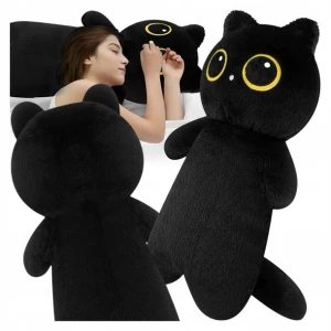 MASKOTKA PLUSZAK KOTEK PODUSZKA KOT CZARNY DŁUGI 70 cm