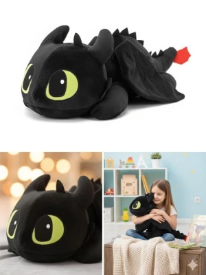 Maskotka Smok Nocna Furia Pluszak Przytulanka Czarna 100 cm