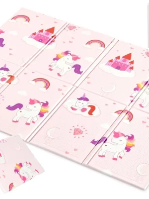 Mata Piankowa Sesttino Jednorożec Unicorn Składana Edukacyjna Różowa
