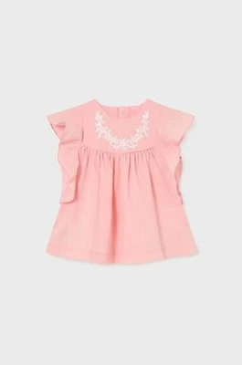 Mayoral bluzka bawełniana niemowlęca kolor różowy gładka
