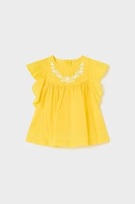 Mayoral bluzka bawełniana niemowlęca kolor żółty gładka
