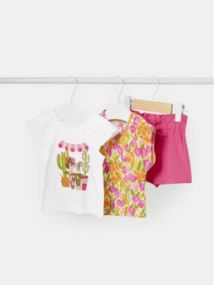 Mayoral Komplet 2 t-shirtów i spodenek 01229 Różowy Regular Fit