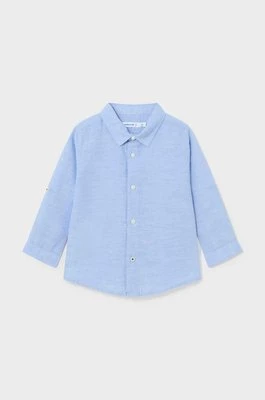 Mayoral koszula z domieszką lnu niemowlęca kolor niebieski