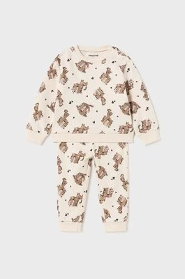 Mayoral piżama niemowlęca kolor beżowy wzorzysta