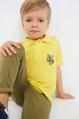 Mayoral polo bawełniane dziecięce kolor żółty z nadrukiem