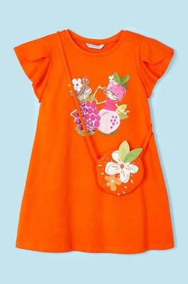 Mayoral sukienka bawełniana dziecięca kolor pomarańczowy mini rozkloszowana