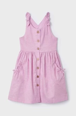 Mayoral sukienka lniana dziecięca kolor fioletowy mini rozkloszowana