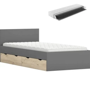 Meble Młodzieżowe JOY II Łóżko z materacem szuflady wygodne SZARE PRODUCENT
