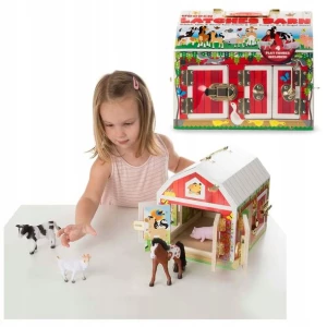 ﻿MELISSA AND DOUG MONTESORI zamki DREWNIANA STAJNIA FARMA +4 KONIE ZWIERZĘTA