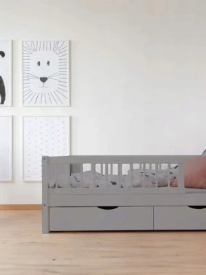 MIA Łóżko dziecięce z szufladą podwójną WoodCraft 160x90 Szare MIA Łóżko dziecięce z szufladą podwójną WoodCraft 160x90 Szare