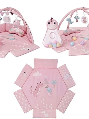 MIĘKKA MATA EDUKACYJNA DLA NIEMOWLĄT ZWIERZĄTKA PIŁKI DINO PINK TINYMINI