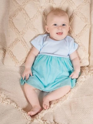 Miętowe sukienko-body niemowlęce z krótkim rękawem Nicol