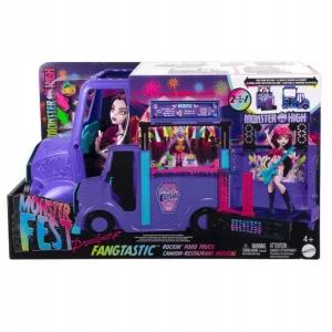 ﻿Monster High Koncertowy Food Truck Lalka Zestaw z rozkładaną sceną HXH83