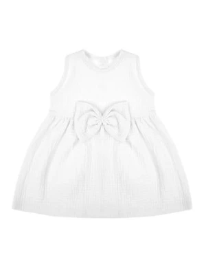 Muślinowa sukienka na ramiączkach dla dziewczynki w kolorze białym Nicol