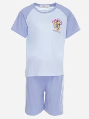 Niebieski 2-częściowy Komplet Piżamowy z T-shirtem i Szortami Hefienne