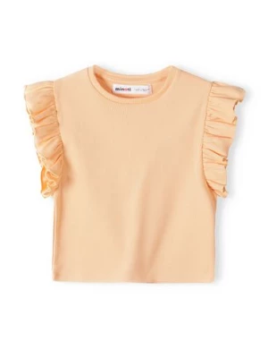 Niemowlęca bluzka z krótkim rękawem i falbanką- pomarańczowa Minoti