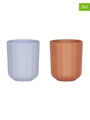 OYOY mini Kubki edukacyjne (2 szt.) "Pullo" w kolorze jasnobrązowo-błękitnym - 12m+ rozmiar: onesize