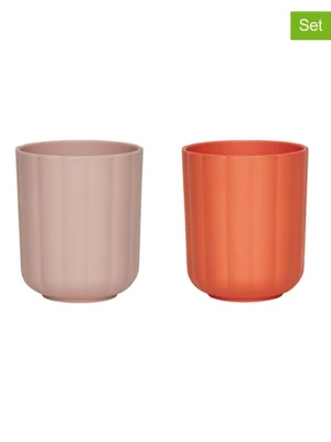 OYOY mini Kubki edukacyjne (2 szt.) "Pullo" w kolorze jasnoróżowo-pomarańczowym - 12 m+ rozmiar: onesize