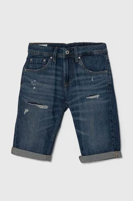Pepe Jeans szorty jeansowe dziecięce SLIM SHORT REPAIR JR kolor granatowy regulowana talia