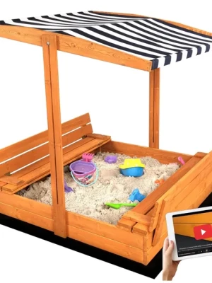 PIASKOWNICA DASZKIEM IMPREGNOWANA DREWNIANA 120 ZAMYKANA ŁAWKI VIDEO 3D PIASKOWNICA DASZKIEM IMPREGNOWANA DREWNIANA 120 ZAMYKANA ŁAWKI VIDEO 3D