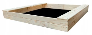 ﻿Piaskownica DREWNIANA Z SIEDZISKIEM 180X180X20 OTWARTA 400KG POJEMNOŚCI