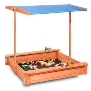 PIASKOWNICA DZIECIĘCA Z DASZKIEM DREWNIANA 120X120