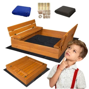 PIASKOWNICA IMPREGNOWANA DREWNIANA ZAMYKANA Z ŁAWKAMI 100cm + GRATISY!