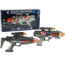 Pistolet SPACE DEFENDER światło dźwięk 2 modele Lean Toys