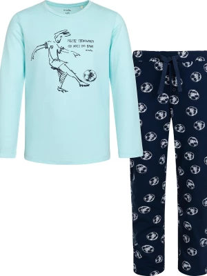 Piżama z długim rękawem dla chłopca, z piłkarzem, niebieska, 2-8 lat Endo