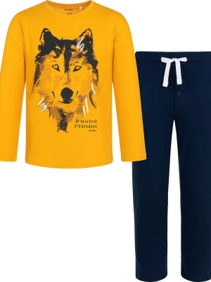 Piżama z długim rękawem dla chłopca, z wilkiem, żółta, 3-8 lat Endo