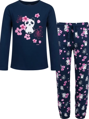Piżama z długim rękawem dla dziewczynki, z misiem panda, granatowa 3-8 lat Endo