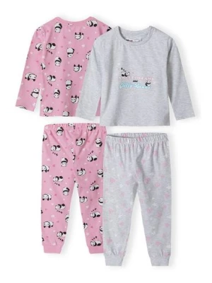 Piżama z długim rękawem oraz nadrukiem w misie pandy dla dziewczynki 	2-pack Minoti