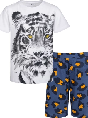Piżama z krótkim rękawem dla chłopca, z tygrysem, biała 9-13 lat Endo