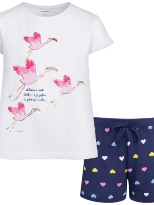 Piżama z krótkim rękawem dla dziewczynki, z flamingami, biała 3-8 lat Endo
