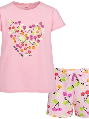 Piżama z krótkim rękawem dla dziewczynki, z sercem, różowa 3-8 lat Endo