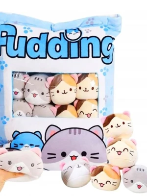 PODUSZKA PUDDING Z MASKOTKAMI PLUSZAK DLA DZIECKA KOTKI PRZYTULANKA PREZENT